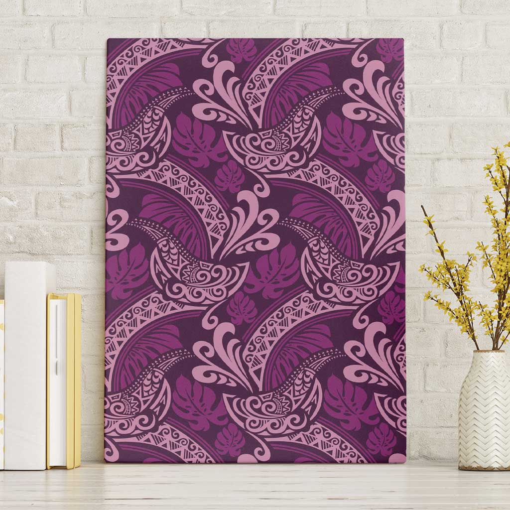 Royal Purple Monstera Canvas Wall Art Polynesian Tribal Pattern - Polynesian Pride