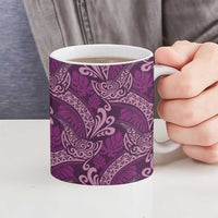 Royal Purple Monstera Ceramic Mug Polynesian Tribal Pattern - Polynesian Pride
