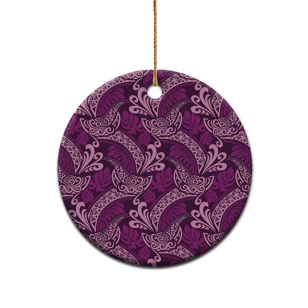 Royal Purple Monstera Ceramic Ornament Polynesian Tribal Pattern - Polynesian Pride
