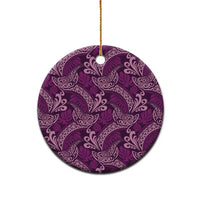 Royal Purple Monstera Ceramic Ornament Polynesian Tribal Pattern - Polynesian Pride