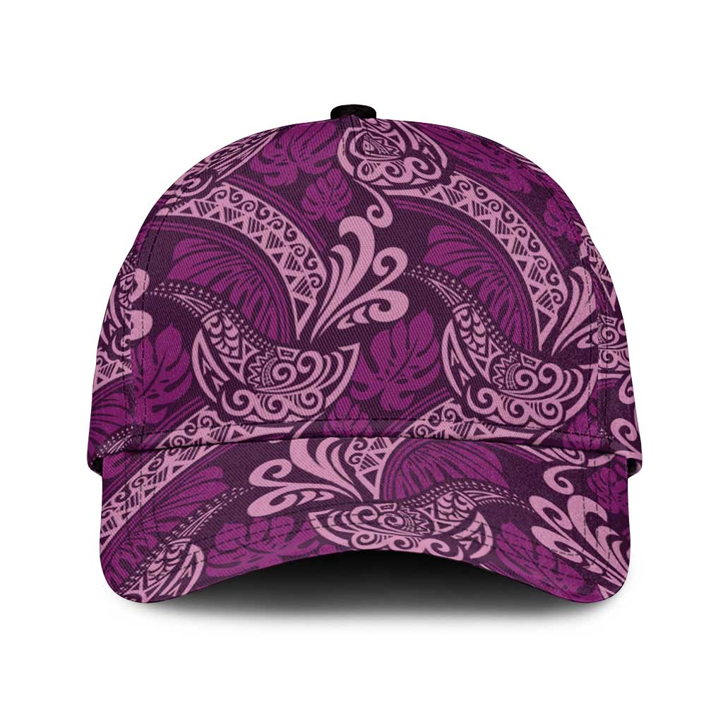 Royal Purple Monstera Classic Cap Polynesian Tribal Pattern - Polynesian Pride