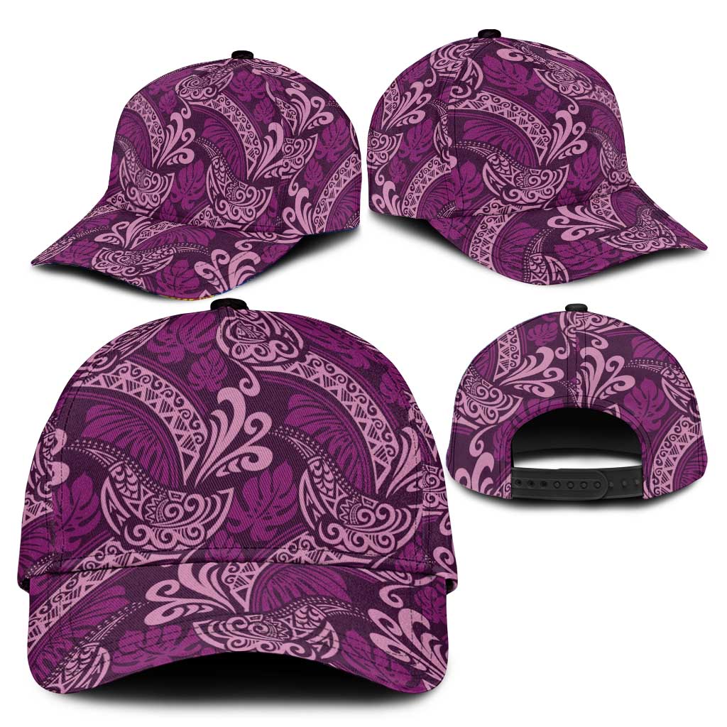 Royal Purple Monstera Classic Cap Polynesian Tribal Pattern - Polynesian Pride