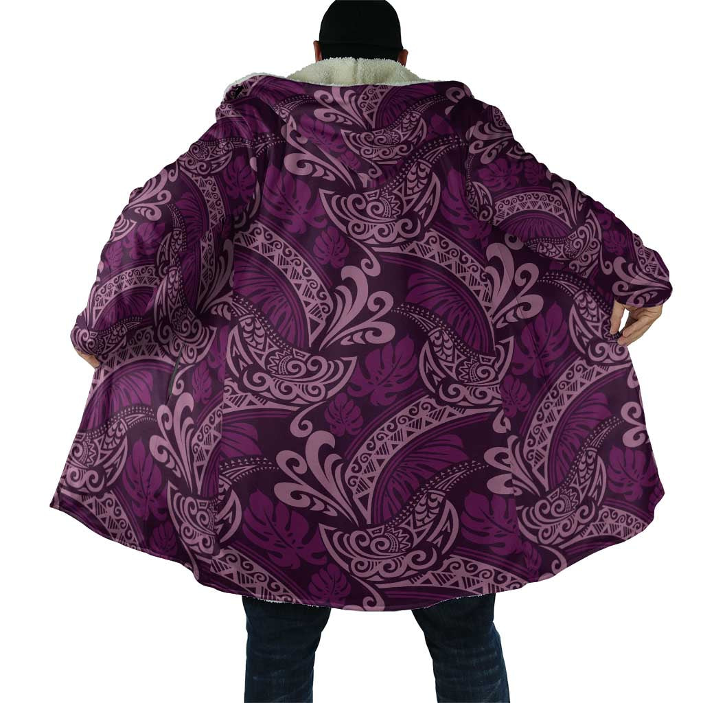 Royal Purple Monstera Cloak Polynesian Tribal Pattern - Polynesian Pride