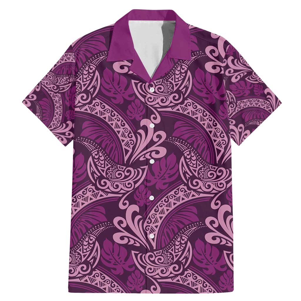 Royal Purple Monstera Family Matching Mermaid Dress and Hawaiian Shirt Polynesian Tribal Pattern - Polynesian Pride