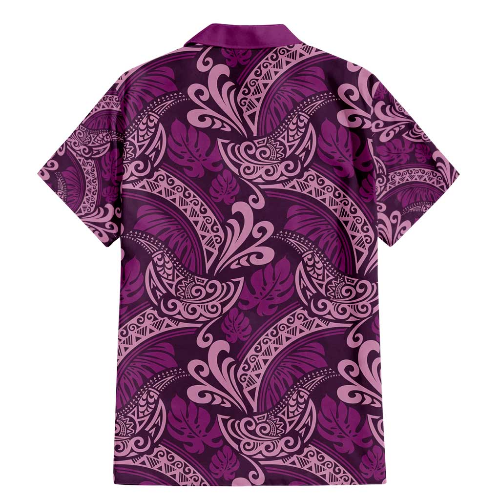 Royal Purple Monstera Family Matching Mermaid Dress and Hawaiian Shirt Polynesian Tribal Pattern - Polynesian Pride