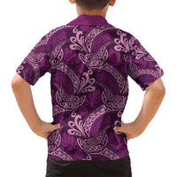 Royal Purple Monstera Family Matching Off Shoulder Short Dress and Hawaiian Shirt Polynesian Tribal Pattern - Polynesian Pride