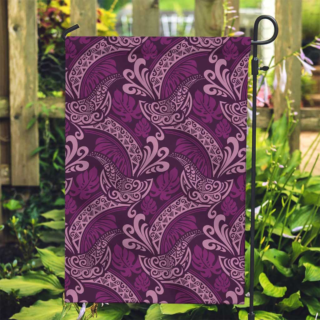 Royal Purple Monstera Garden Flag Polynesian Tribal Pattern - Polynesian Pride
