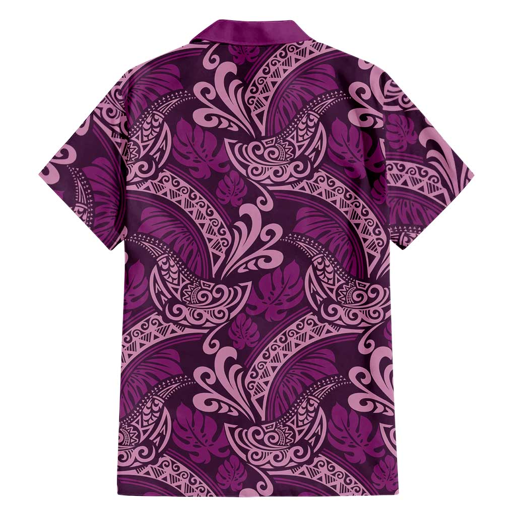 Royal Purple Monstera Hawaiian Shirt Polynesian Tribal Pattern - Polynesian Pride