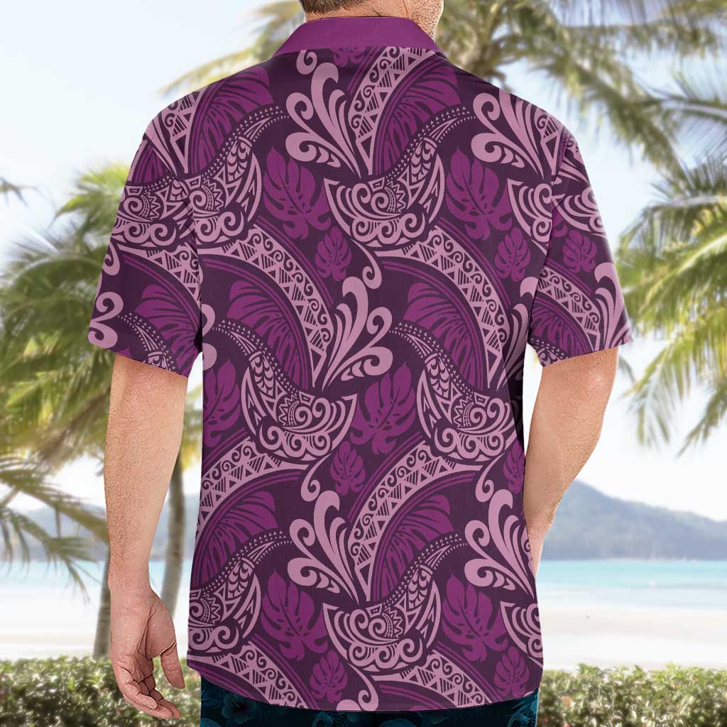 Royal Purple Monstera Hawaiian Shirt Polynesian Tribal Pattern - Polynesian Pride