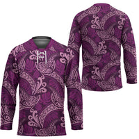 Royal Purple Monstera Hockey Jersey Polynesian Tribal Pattern - Polynesian Pride