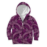 Royal Purple Monstera Kid Hoodie Polynesian Tribal Pattern - Polynesian Pride