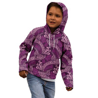 Royal Purple Monstera Kid Hoodie Polynesian Tribal Pattern - Polynesian Pride