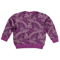 Royal Purple Monstera Kid Ugly Christmas Sweater Polynesian Tribal Pattern - Polynesian Pride