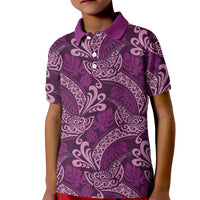 Royal Purple Monstera Kid Polo Shirt Polynesian Tribal Pattern - Polynesian Pride