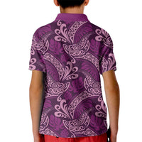 Royal Purple Monstera Kid Polo Shirt Polynesian Tribal Pattern - Polynesian Pride