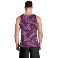 Royal Purple Monstera Men Tank Top Polynesian Tribal Pattern - Polynesian Pride
