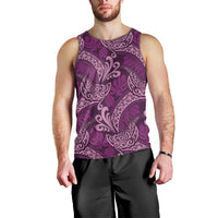 Royal Purple Monstera Men Tank Top Polynesian Tribal Pattern - Polynesian Pride