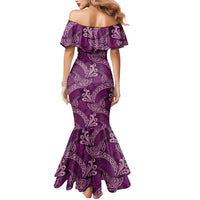 Royal Purple Monstera Mermaid Dress Polynesian Tribal Pattern - Polynesian Pride