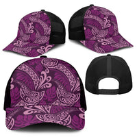 Royal Purple Monstera Mesh Trucker Cap Polynesian Tribal Pattern - Polynesian Pride
