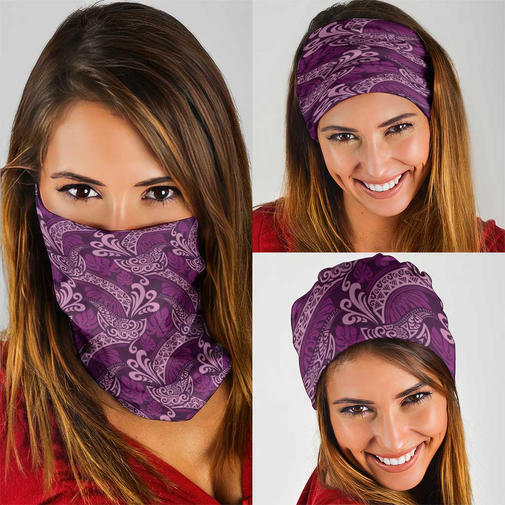 Royal Purple Monstera Neck Gaiter Polynesian Tribal Pattern - Polynesian Pride