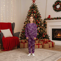 Royal Purple Monstera Christmas Pajama Set Polynesian Tribal Pattern - Polynesian Pride