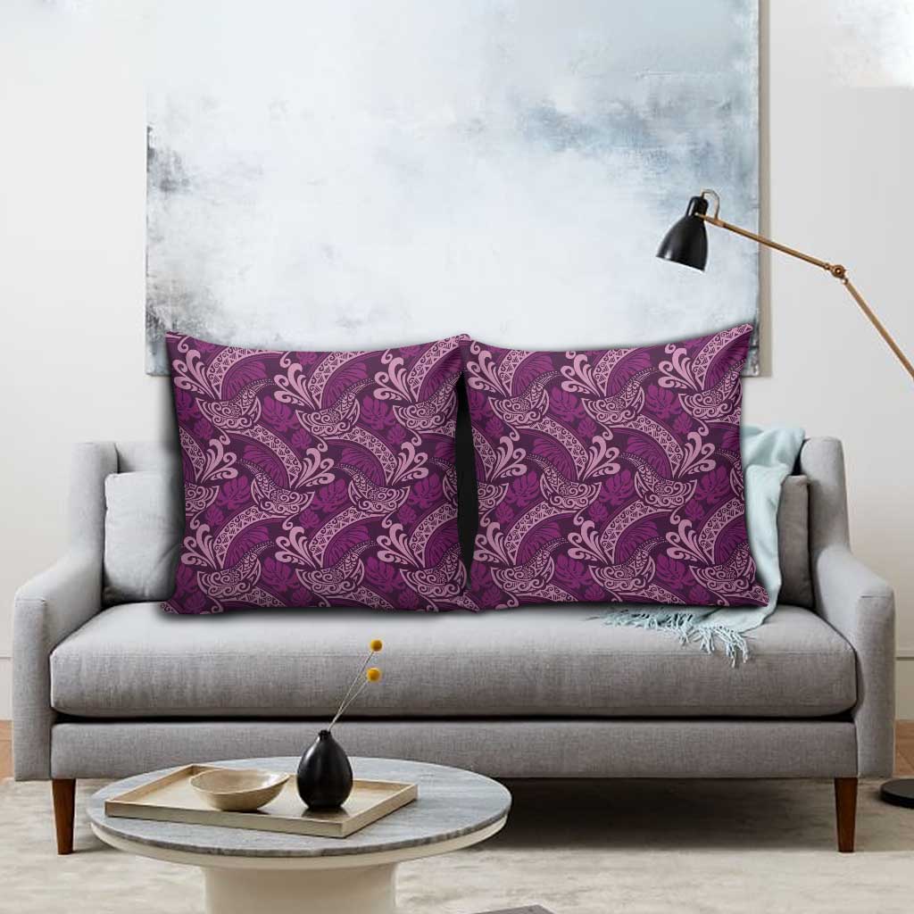 Royal Purple Monstera Pillow Cover Polynesian Tribal Pattern - Polynesian Pride