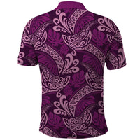 Royal Purple Monstera Polo Shirt Polynesian Tribal Pattern - Polynesian Pride