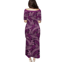 Royal Purple Monstera Puletasi Polynesian Tribal Pattern - Polynesian Pride