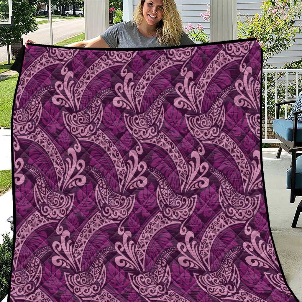 Royal Purple Monstera Quilt Polynesian Tribal Pattern LT01 Purple - Polynesian Pride
