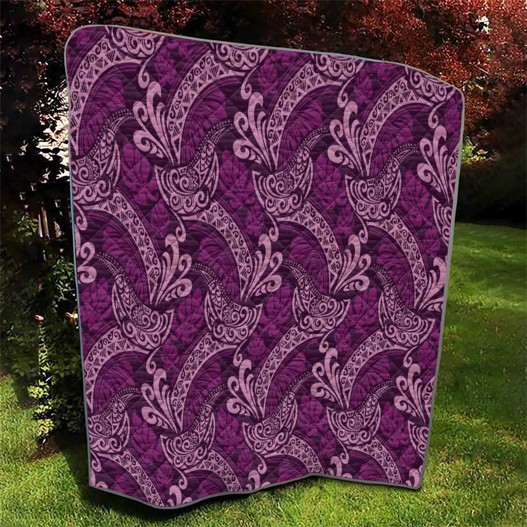 Royal Purple Monstera Quilt Polynesian Tribal Pattern - Polynesian Pride