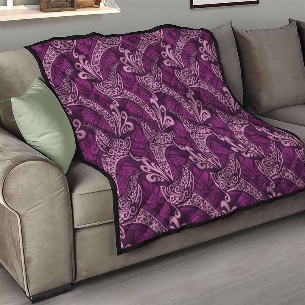 Royal Purple Monstera Quilt Polynesian Tribal Pattern - Polynesian Pride