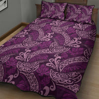Royal Purple Monstera Quilt Bed Set Polynesian Tribal Pattern - Polynesian Pride