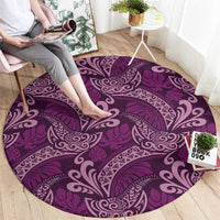 Royal Purple Monstera Round Carpet Polynesian Tribal Pattern - Polynesian Pride