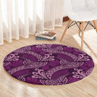 Royal Purple Monstera Round Carpet Polynesian Tribal Pattern - Polynesian Pride