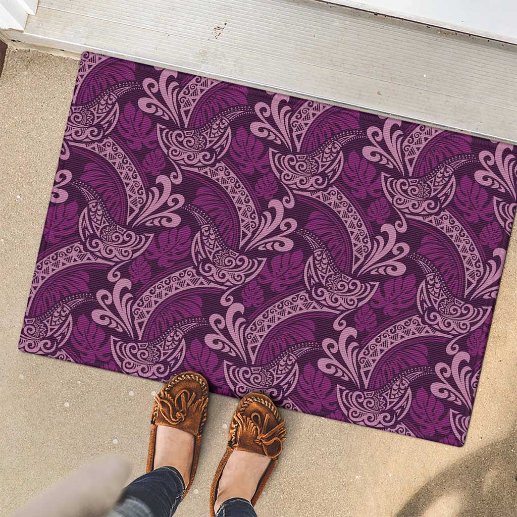 Royal Purple Monstera Rubber Doormat Polynesian Tribal Pattern - Polynesian Pride