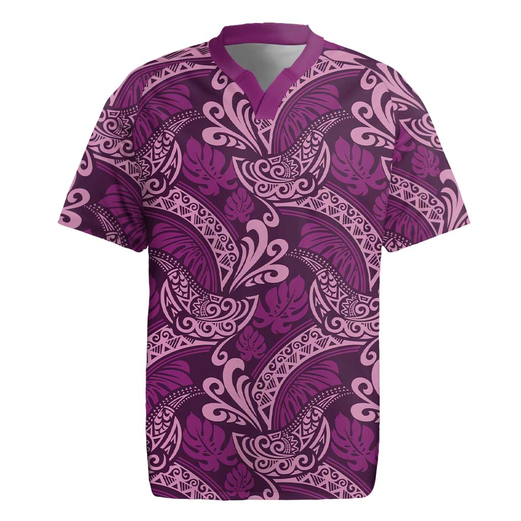 Royal Purple Monstera Rugby Jersey Polynesian Tribal Pattern LT01 Purple - Polynesian Pride