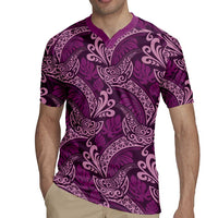 Royal Purple Monstera Rugby Jersey Polynesian Tribal Pattern - Polynesian Pride