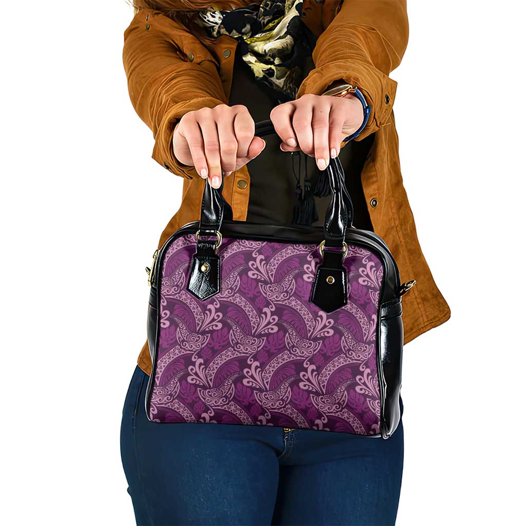 Royal Purple Monstera Shoulder Handbag Polynesian Tribal Pattern LT01 One Size Purple - Polynesian Pride