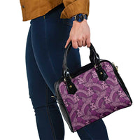 Royal Purple Monstera Shoulder Handbag Polynesian Tribal Pattern - Polynesian Pride