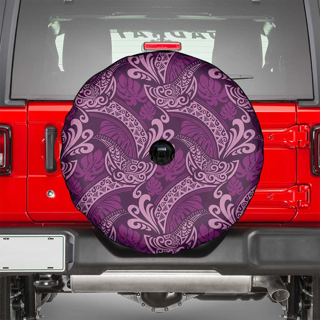 Royal Purple Monstera Spare Tire Cover Polynesian Tribal Pattern - Polynesian Pride