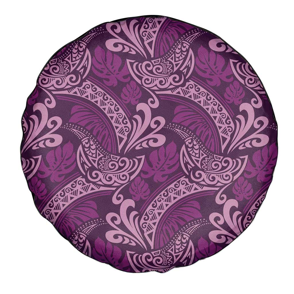 Royal Purple Monstera Spare Tire Cover Polynesian Tribal Pattern - Polynesian Pride