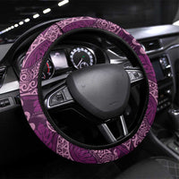Royal Purple Monstera Steering Wheel Cover Polynesian Tribal Pattern - Polynesian Pride