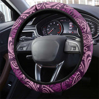 Royal Purple Monstera Steering Wheel Cover Polynesian Tribal Pattern - Polynesian Pride