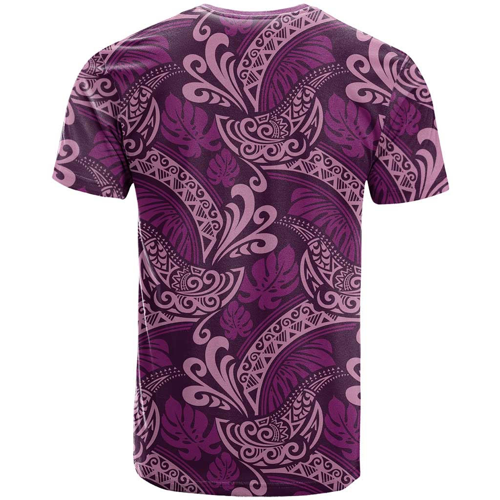 Royal Purple Monstera T Shirt Polynesian Tribal Pattern - Polynesian Pride
