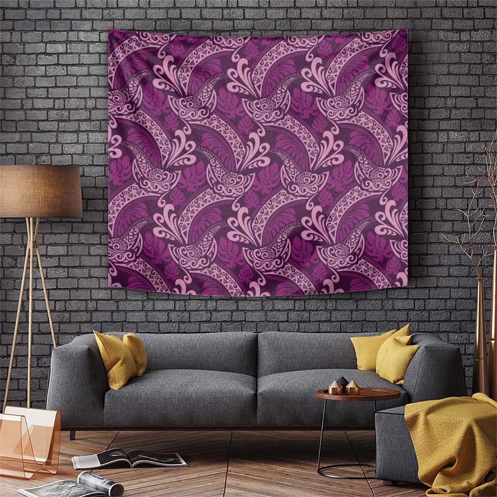 Royal Purple Monstera Tapestry Polynesian Tribal Pattern - Polynesian Pride