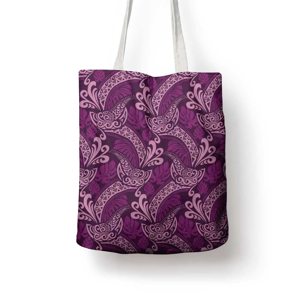 Royal Purple Monstera Tote Bag Polynesian Tribal Pattern - Polynesian Pride