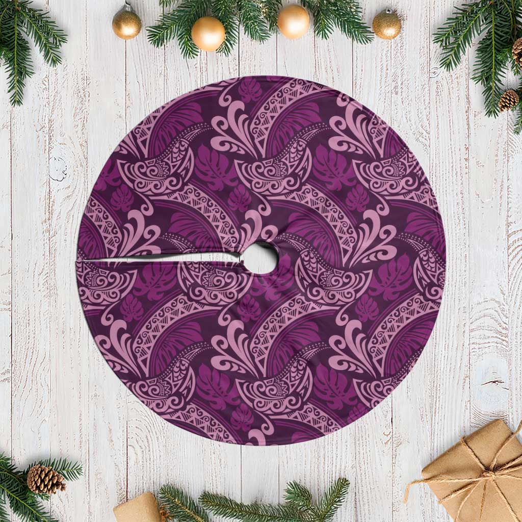 Royal Purple Monstera Tree Skirt Polynesian Tribal Pattern - Polynesian Pride