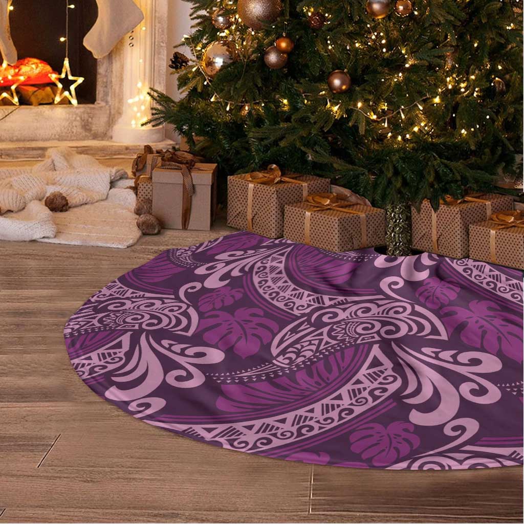 Royal Purple Monstera Tree Skirt Polynesian Tribal Pattern - Polynesian Pride