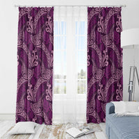 Royal Purple Monstera Window Curtain Polynesian Tribal Pattern - Polynesian Pride