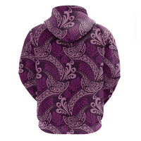 Royal Purple Monstera Zip Hoodie Polynesian Tribal Pattern - Polynesian Pride